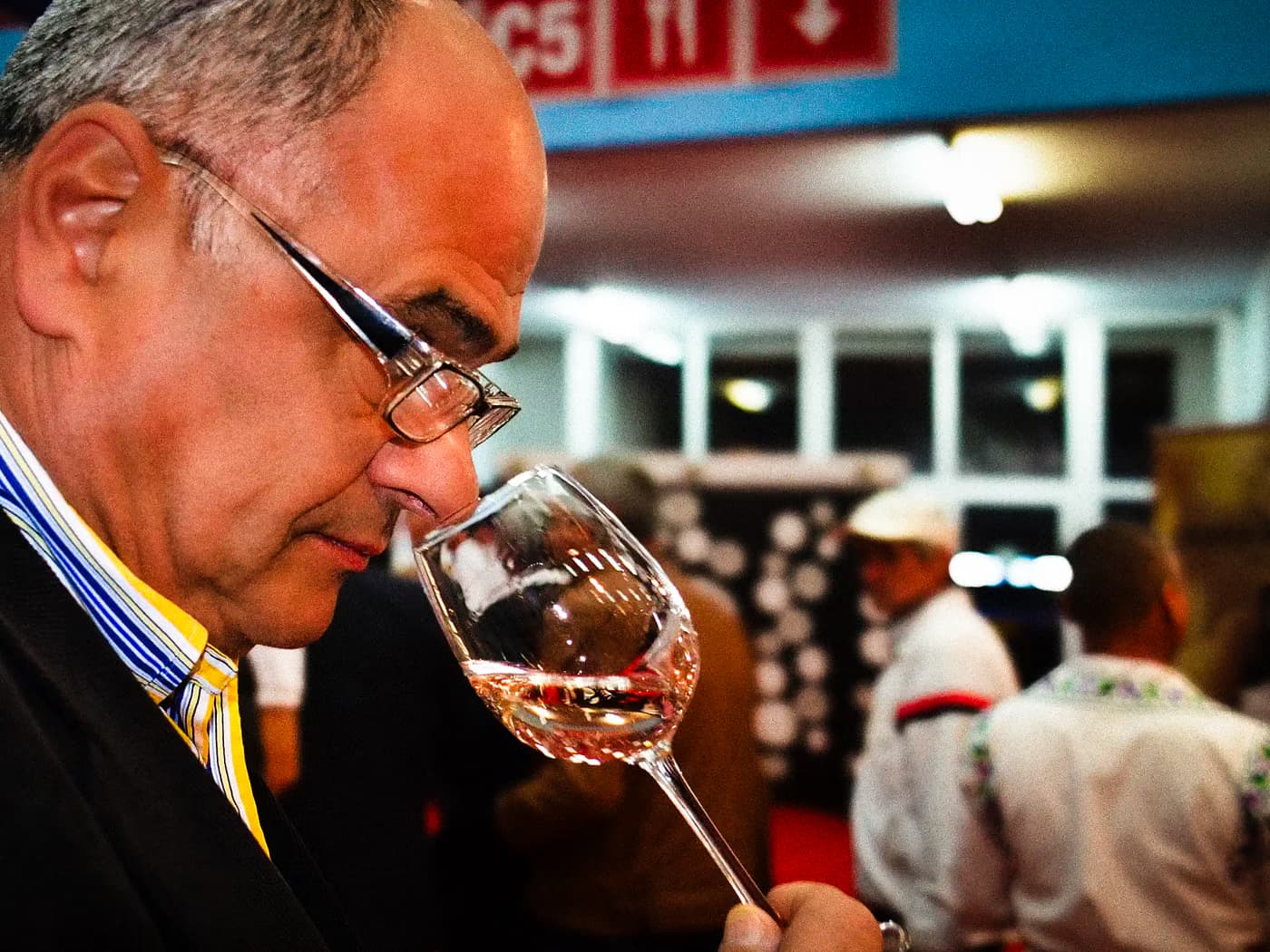 Cristian Darie checking a wine in the glass